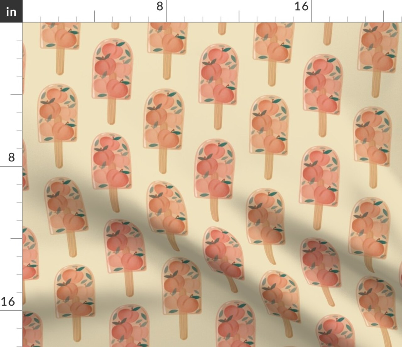 Peach Ice Pops Yellow Summer Peaches Pop Party Fruit Decor Kitchen Deco Custom Printed Fabric by Spoonflower Various Fabrics by the Yard or Fat Quarter